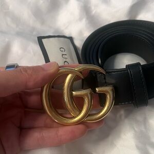 Gucci marmont gold buckle belt 100% authentic